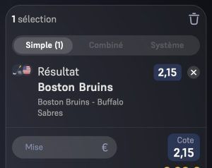 ticket parions sport hockey sur glace NHL