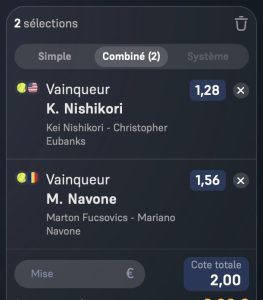 ticket analyse parions sport fdj combine tennis atp tour grnd tournoi grosse cote fiable coupon fdj tennis rentable