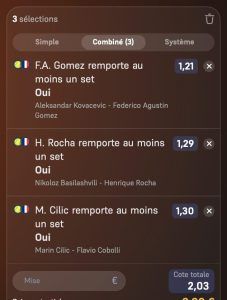 ticket parions sport combine tennis coupon fdj fiable rentable grosse cote gros gains