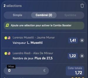 ticket analyse parions sport combine tennis atp balle jaune US Open grand chelem ticket combine fdj