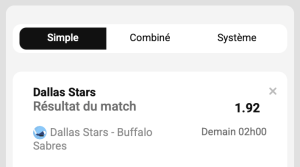 ticket analyse parions sport combine NHL