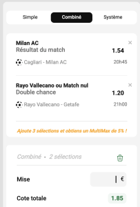 ticket analyse parions sport combine football