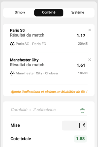 ticket analyse parions sport combine football