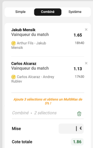 ticket analyse parions sport combine tennis atp balle jaune tournoi doha