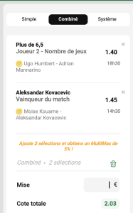 ticket analyse parions sport combine fdj atp tournoi tennis coupon parions sport
