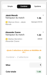 ticket analyse ticket parions sport combien tennis