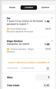 ticket analyse parions sport combine tennis atp tournoi Indian Wells coupon tennis fdj