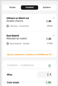 ticket analyse parions sport combine football fdj