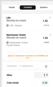 ticket analyse parions sport combine football