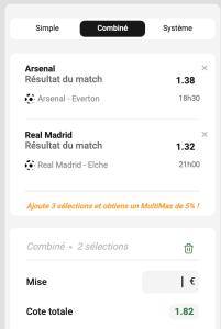 ticket analyse parions sport combine football fdj