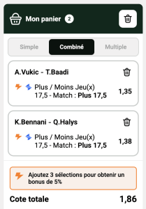 ticket analyse parions sport combine tennis terre battue atp