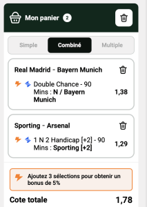ticket analyse parions sport combine football ligue des champions coupon fdj grosse cote