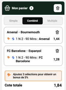 ticket analyse parions sport combine football ticket fdj