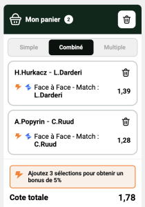ticket analyse parions sport combine tennis grand chelem tournoi atp tennis coupon fdj Monaco atp monte carlo terre battue