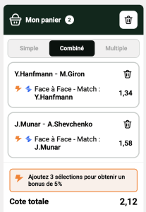 ticket analyse parions sport combine tennis balle jaune tournoi Madrid atp coupon fdj grosse cote combine fiable