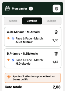 ticket analyse parions sport combien tennis atp 1000 rome Djokovic coupon fdj grosse cote