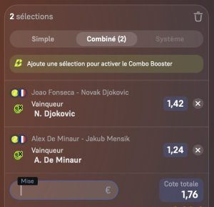 ticket analyse parions sport combine tennis coupon fdj grosse cote roland garros