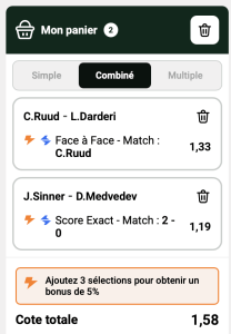 ticket analyse parions sport tennis demi finale Combine coupon fdj