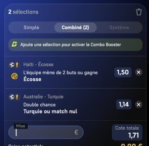 ticket analyse parions sport combine football coupe du monde coupon fdj grosse cote buteur score exact combine coupon fiable