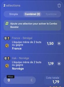 ticket analyse parions sport combine football coupe du monde équipe de france coupon fdj grosse cote combine