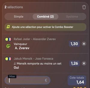 ticket analyse parions sport combine tennis atp combine coupon fdj quart de finale roland garros