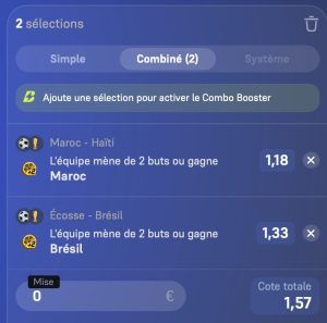 ticket analyse parions sport combine football coupe du monde coupon fdj grosse cote