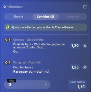 ticket analyse parions sport combine football coupon fdj coupe du monde grosse cote