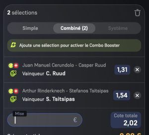 ticket analyse parions sport combine tennis atp terre battue coupon fdj fiable grosse cote