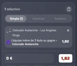 ticket analyse parions sport combine NHL grosse cote coupon fdj buteurs