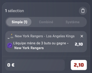 ticket analyse parions sport NHl