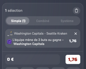 ticket analyse parions sport NHL