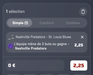 ticket analyse parions sport combine NHL